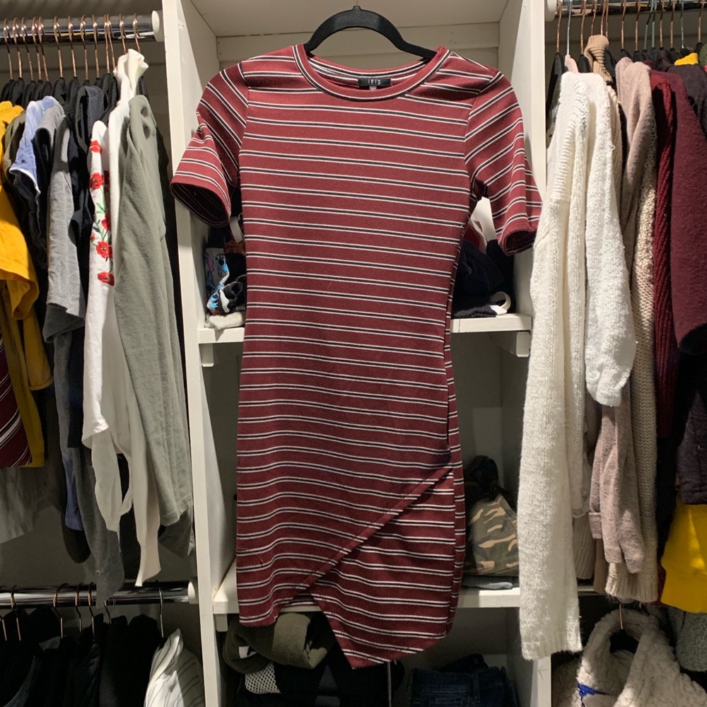 Maroon striped dress